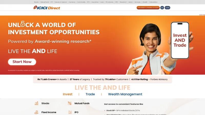 Homepage of ICICIdirect