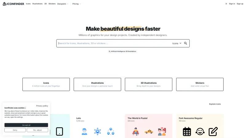 Homepage of Iconfinder