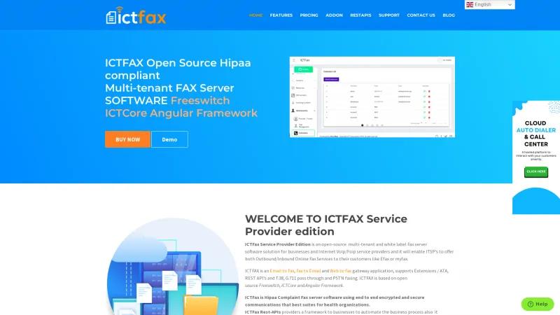 Homepage of ICTFax