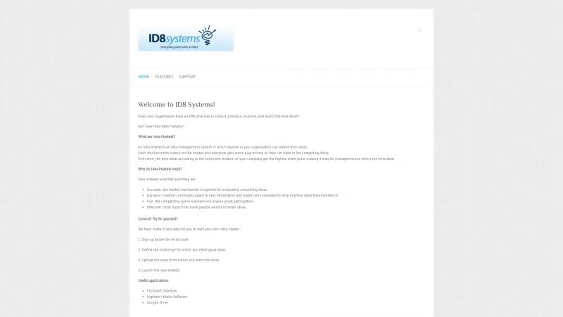 Homepage of ID8 Enterprise