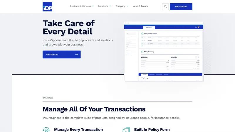 Homepage of InsuraSphere