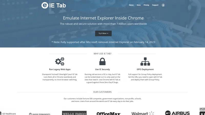 Homepage of IE Tab