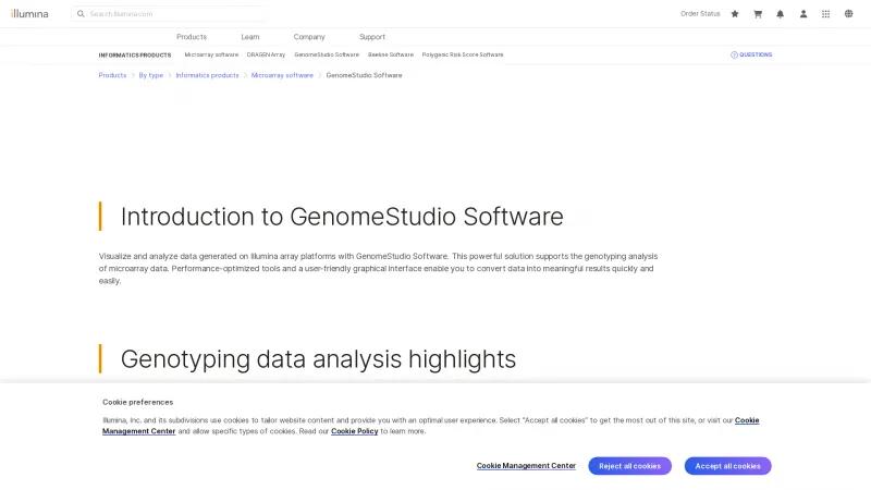 Homepage of GenomeStudio