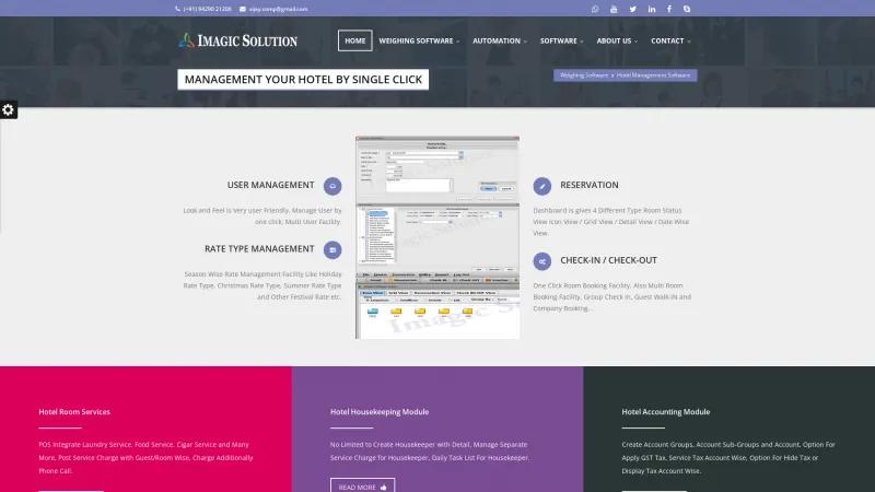 Homepage of Imagic Hotel Management Software