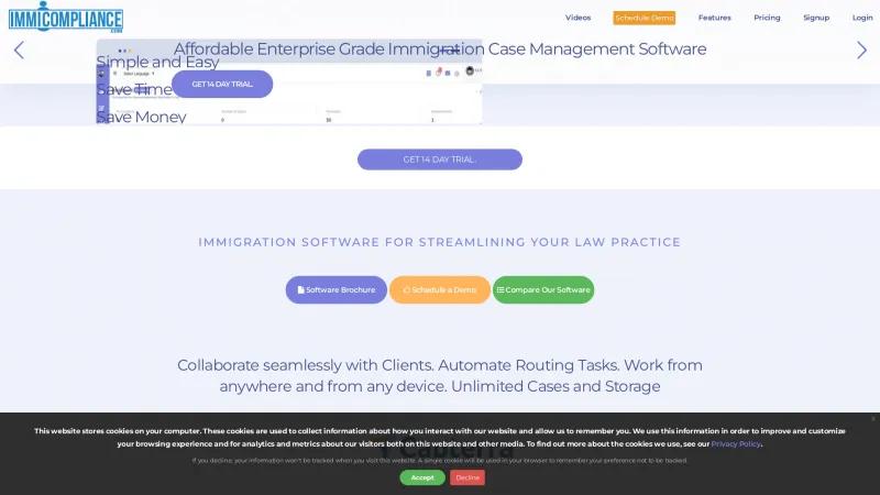 Homepage of ImmiCompliance