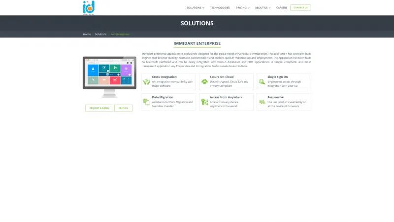 Homepage of Immidart Enterprise