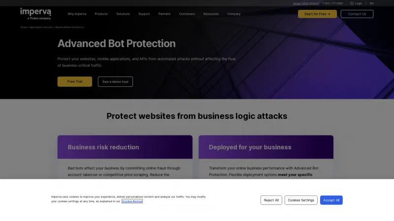 Homepage of Imperva Advanced Bot Protection