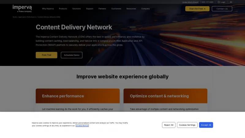 Homepage of Imperva CDN