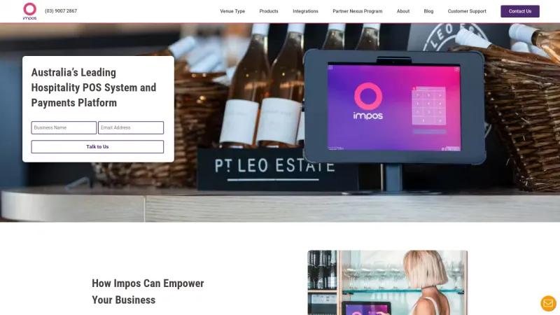 Homepage of Impos Point of Sale