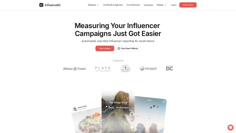 Homepage of InfluenceKit