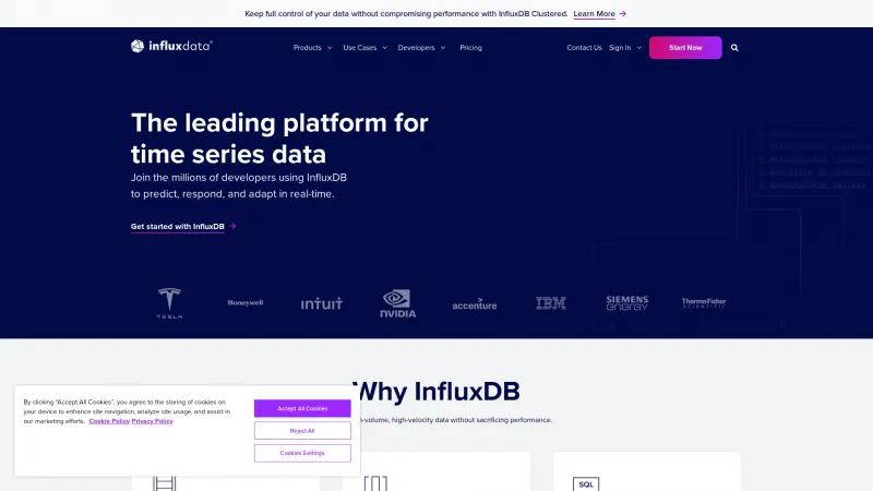 Homepage of InfluxDB