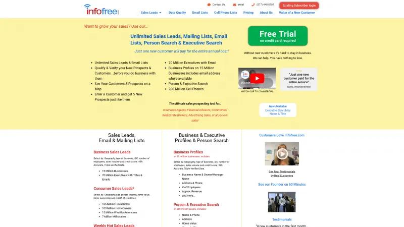 Homepage of Infofree