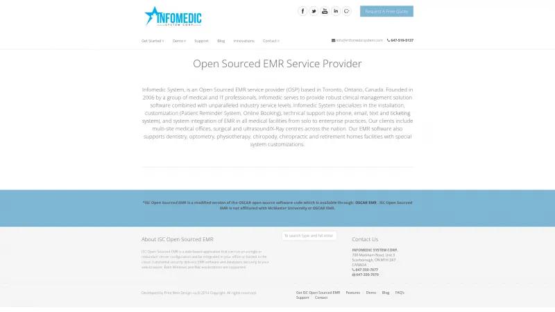 Homepage of ISC Open Sourced EMR