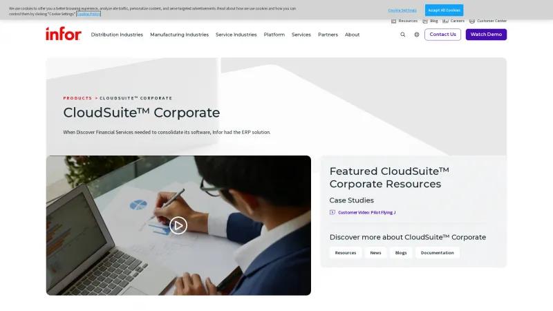 Homepage of Infor CloudSuite Corporate