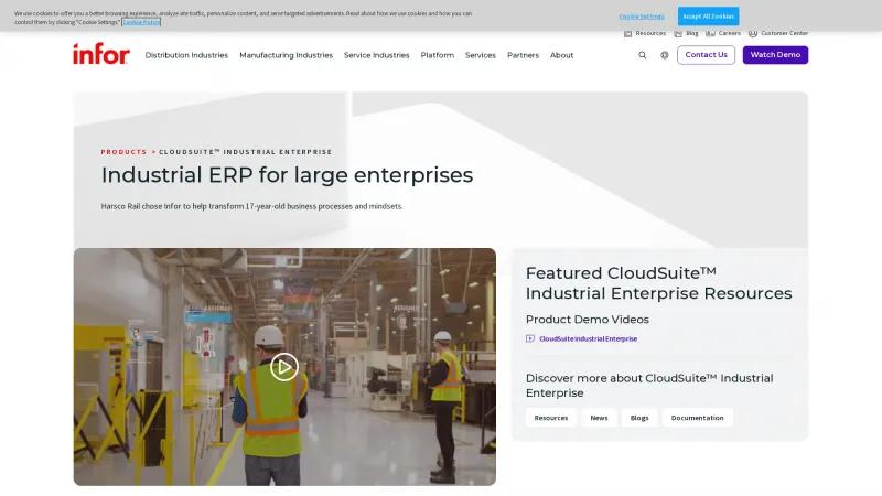 Homepage of Infor CloudSuite Industrial Enterprise