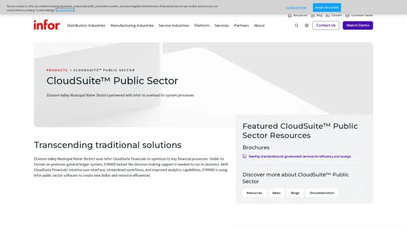 Homepage of Infor CloudSuite Public Sector