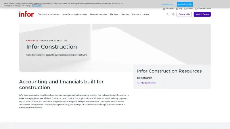 Homepage of Infor Construction