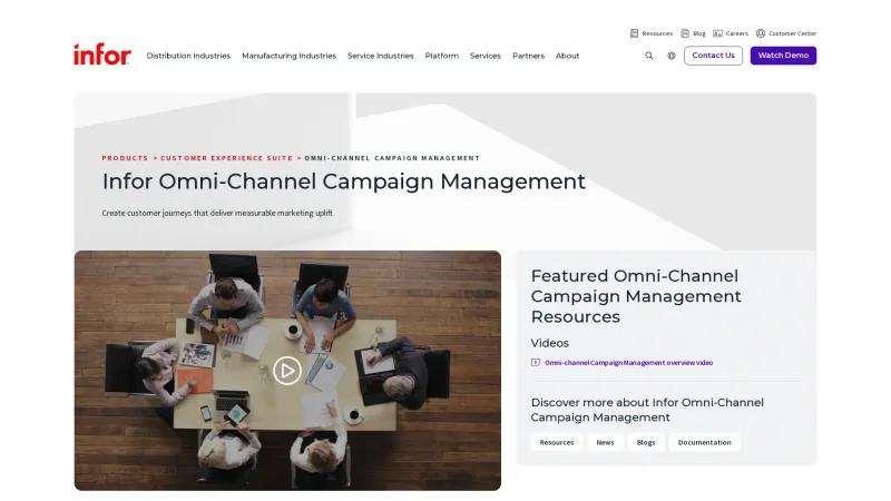 Homepage of Infor Omni-Channel Campaign Management