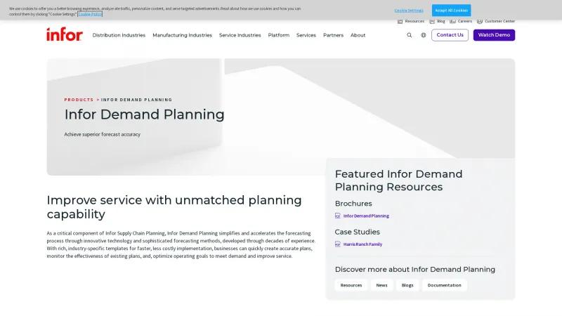 Homepage of Infor Demand Planning