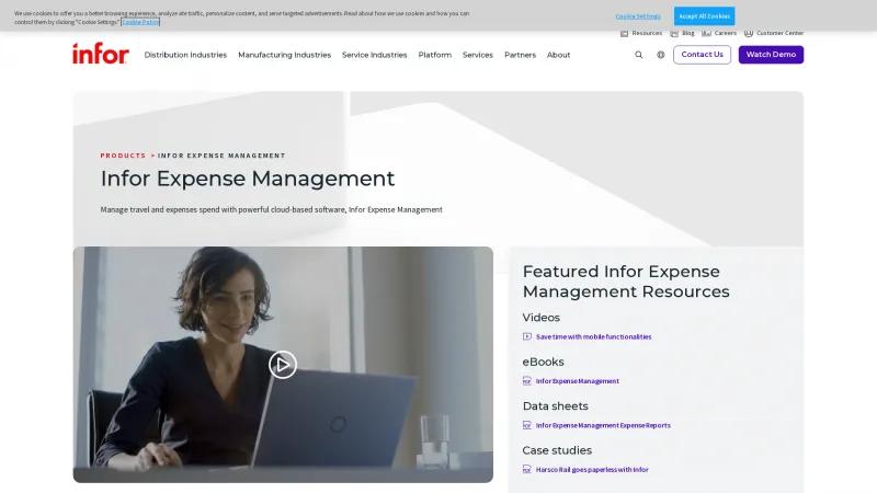 Homepage of Infor Expense Management