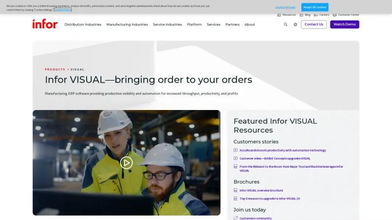 Homepage of Infor VISUAL