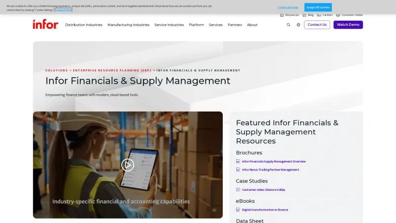 Homepage of Infor CloudSuite Financials