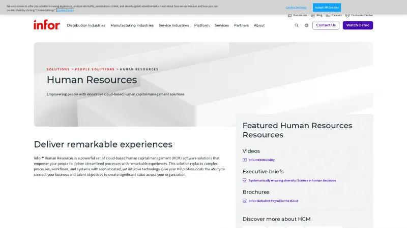 Homepage of Infor CloudSuite HCM