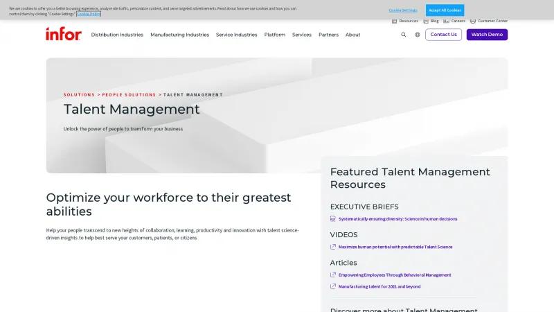 Homepage of Infor Talent Management