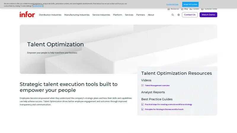 Homepage of Infor Talent Optimization