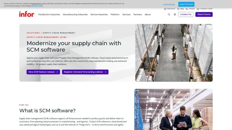 Homepage of Infor Supply Chain Management (SCM)