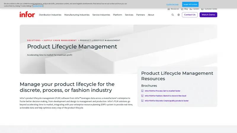 Homepage of Infor PLM