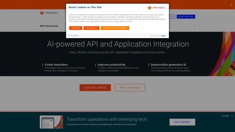 Homepage of Informatica Cloud Application Integration