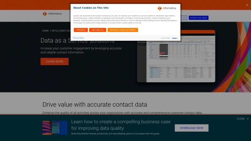 Homepage of Informatica Data as a Service