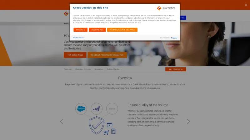 Homepage of Informatica Phone Validation