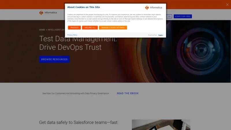 Homepage of Informatica Test Data Management