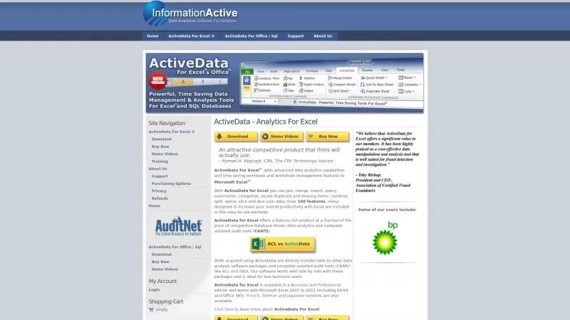 Homepage of ActiveData