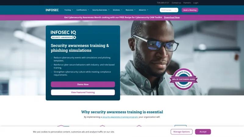 Homepage of Infosec IQ