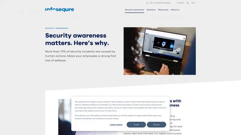 Homepage of Infosequre Security Awareness