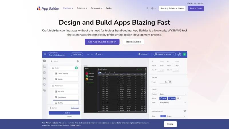 Homepage of App Builder