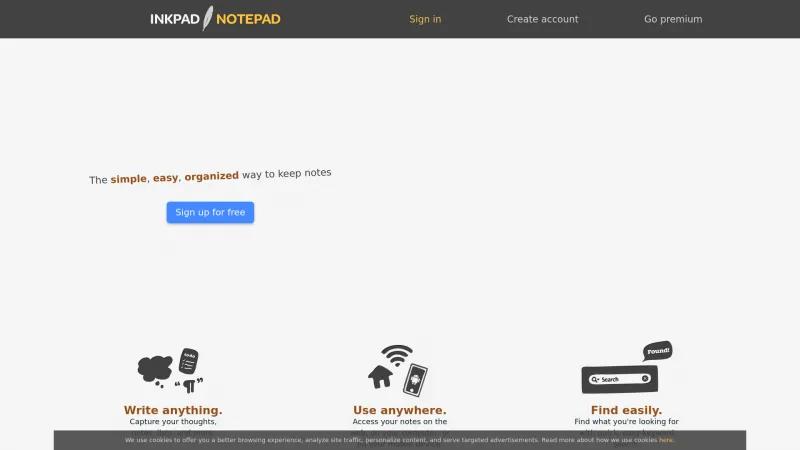 Homepage of Inkpad Notepad