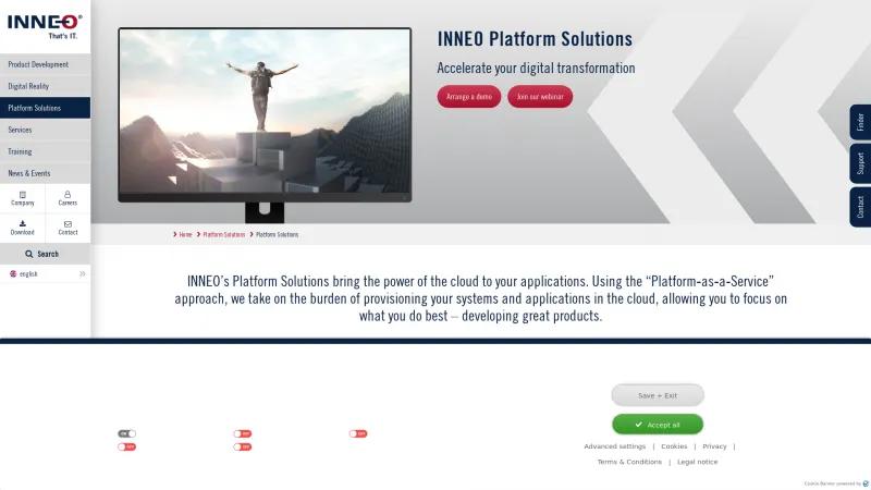 Homepage of INNEO Cloud