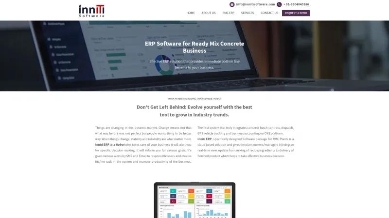 Homepage of Inniti ERP