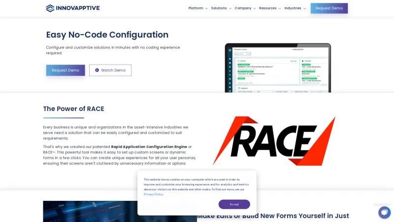 Homepage of Rapid Application Configuration Engine (RACE)