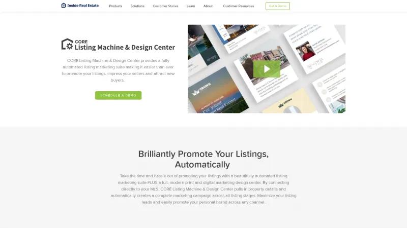 Homepage of CORE ListingMachine