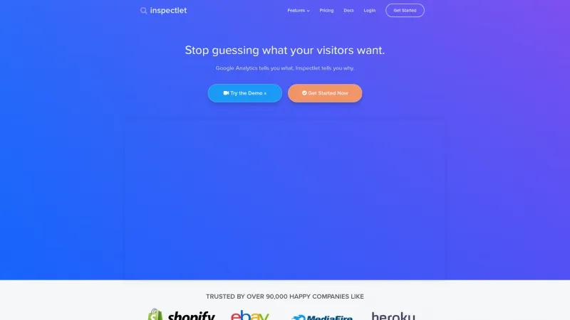 Homepage of Inspectlet