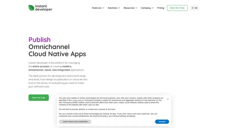 Homepage of Instant Developer