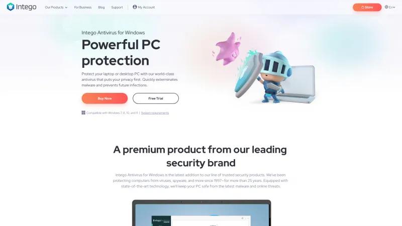 Homepage of Intego Antivirus