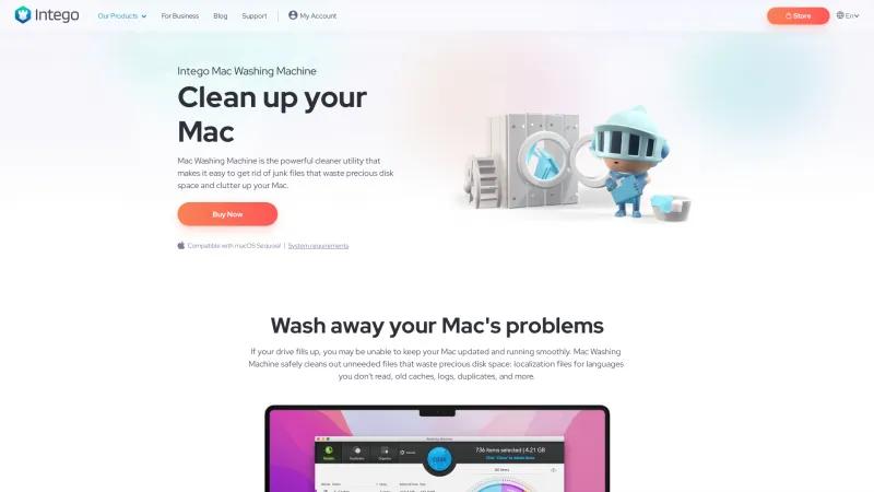 Homepage of Intego Mac Washing Machine