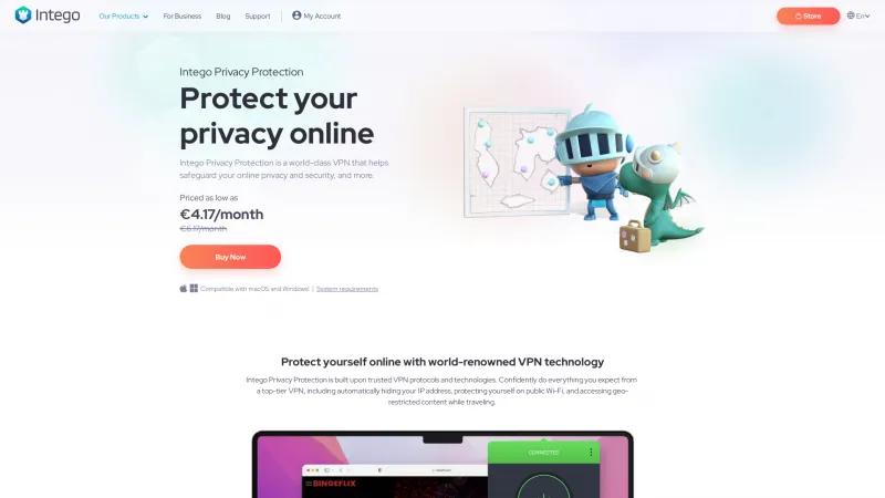 Homepage of Intego Privacy Protection