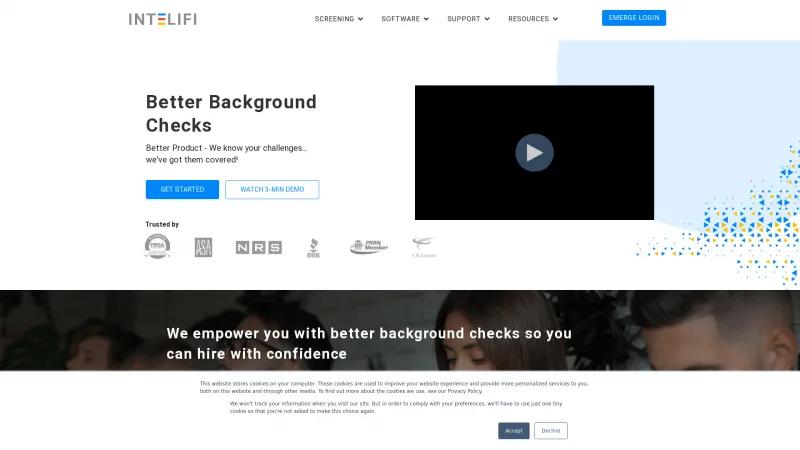 Homepage of INTELIFI Background Checks